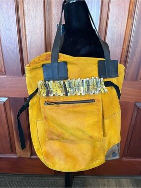 PAPUCEI Free People SUEDE LEATHER Large Tote Shoulder Bag RARE UNIQUE Purse